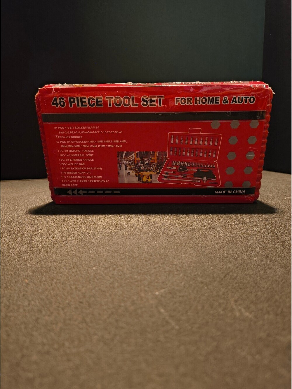 46 Piece Tool Set for Home & Auto in Red Case